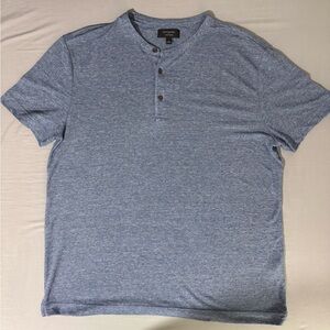 Banana Republic Linen Blend Blue Henley Shirt